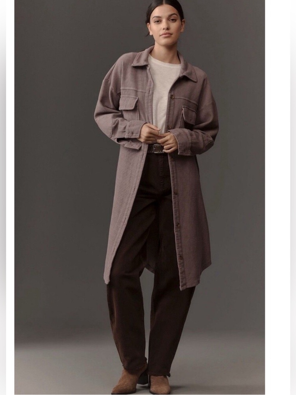 Anthropologie duster shacket in purple